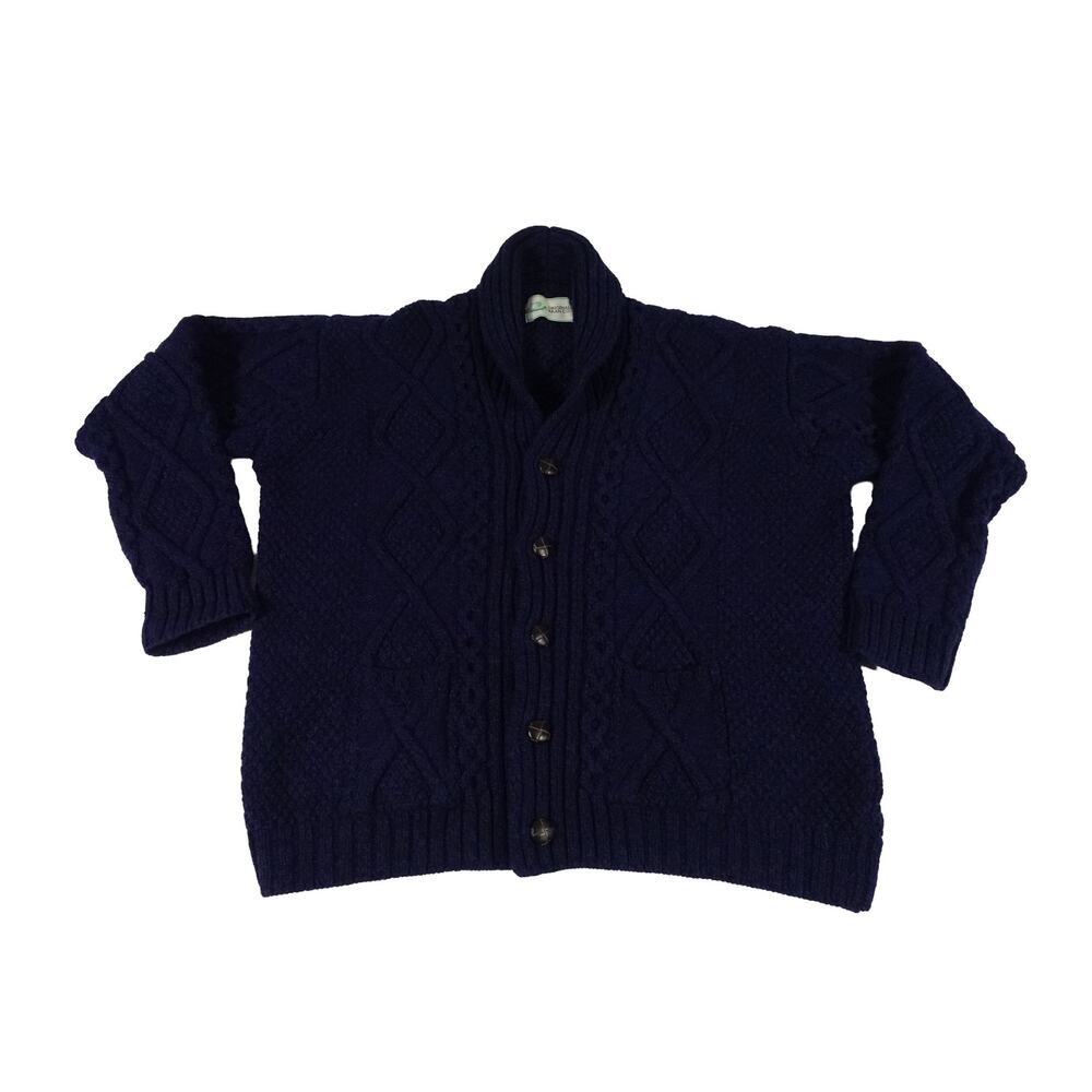 Original Aran Co Merino Wool Irish Knit Fisherman's Navy Sweater Men's XXL